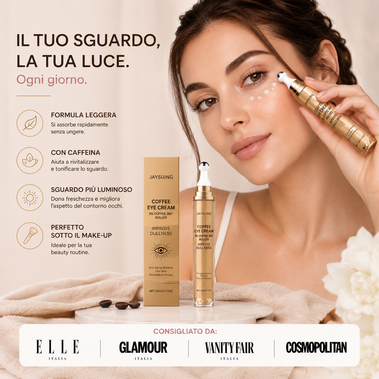 Crema Contorno Occhi Roll-on con Caffeina