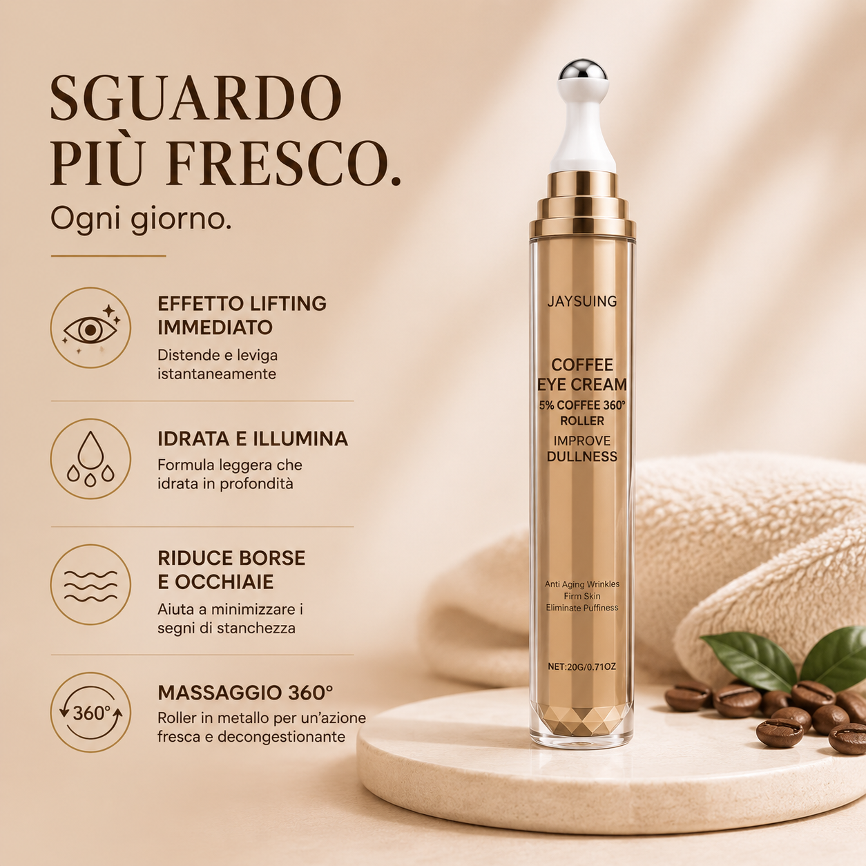Crema Contorno Occhi Roll-on con Caffeina